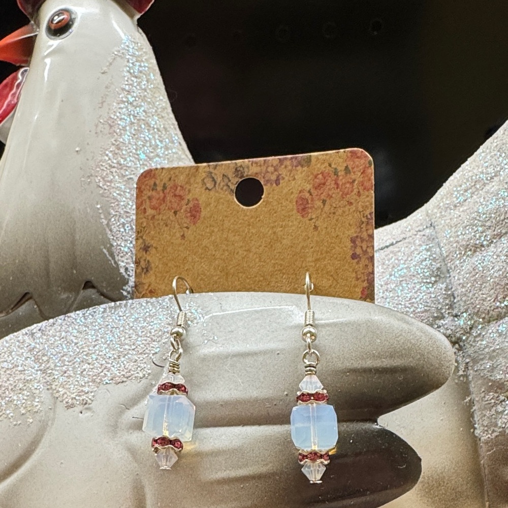 October birthday 🎂- Opal Swarovski Beads and Rose Rhinestone Earrings 2/$22